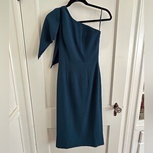 Teal one-shoulder dress